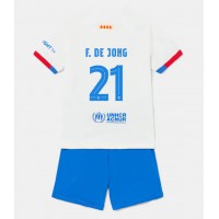 Barcelona Frenkie de Jong #21 Auswärts Trikotsatz Kinder 2023-24 Kurzarm (+ Kurze Hosen)